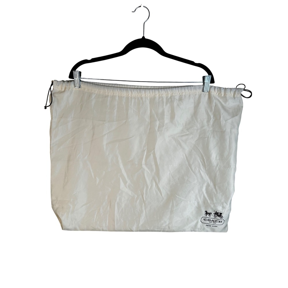 Coach Dust Bag Unisex Large Cream Excellent Drawstring Handbag Storage 22x18